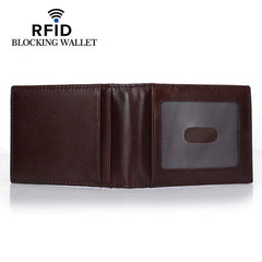 Vintage Style Brown Leather Wallet Money Clip Mini Purse