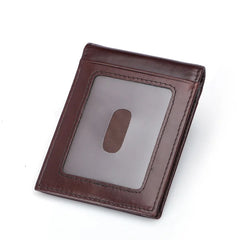Vintage Style Brown Leather Wallet Money Clip Mini Purse