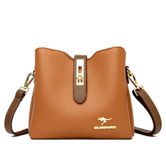 Women Bucket Shoulder Bag Crossbody PU Leather Kangaroo Handbag