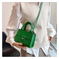 Vintage Pu Lattice Crocodile Messenger Shoulder Bags Women