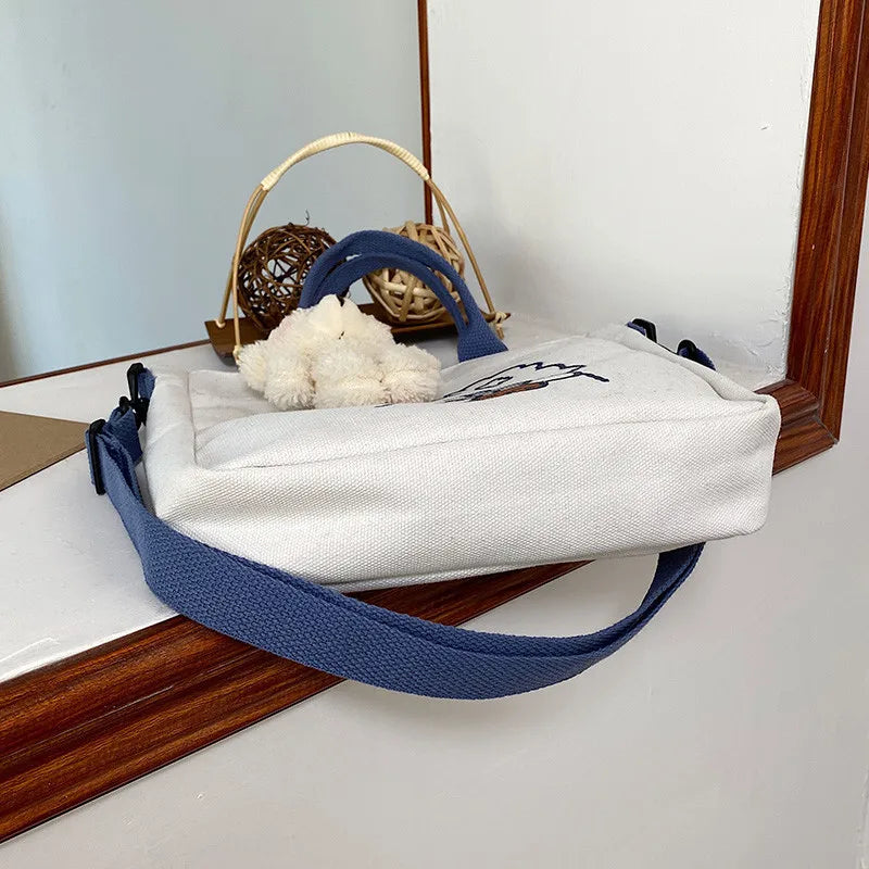 Canvas Diagonal Cross Bag Square Crossbody Bag Female Mini Canvas Bags
