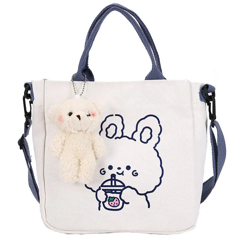 Canvas Diagonal Cross Bag Square Crossbody Bag Female Mini Canvas Bags