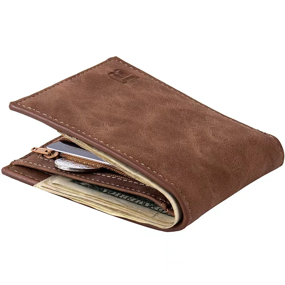 TopFight Light Weight Short Wallet for Men Women PU Cash Holder with Zipper