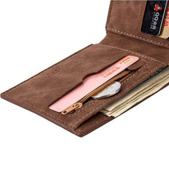 TopFight Light Weight Short Wallet for Men Women PU Cash Holder with Zipper