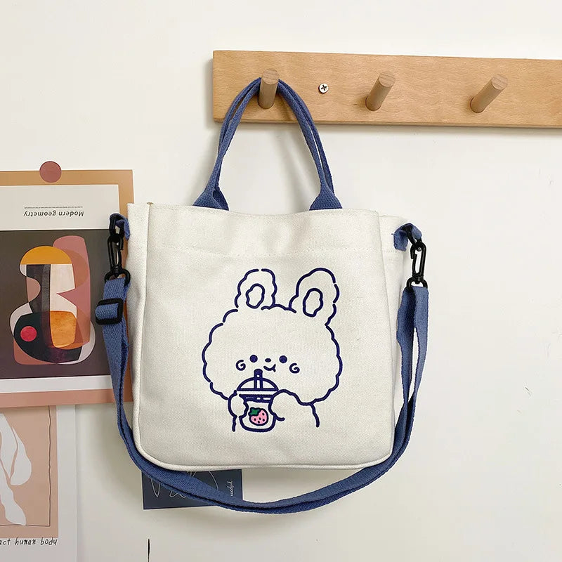 TopFight Women Canvas Shoulder Bags With Doll Ladies Shopping Handbags