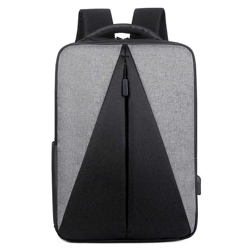 Triangle Splicing Men Backpack Bag 15.6 Inch Laptop High School Bag