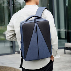 Triangle Splicing Men Backpack Bag 15.6 Inch Laptop High School Bag