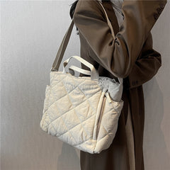 Cotton Padded Large Tote Shoulder Bags For Women Winter Causal Crossbody Purse