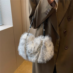 Trending Fluffy Faux Fur Soft Shoulder Bag for Women