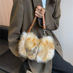 Trending Fluffy Faux Fur Soft Shoulder Bag for Women