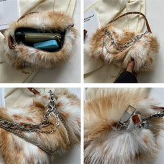 Trending Fluffy Faux Fur Soft Shoulder Bag for Women