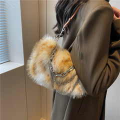 Trending Fluffy Faux Fur Soft Shoulder Bag for Women