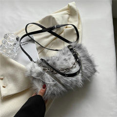Trending Fluffy Faux Fur Soft Shoulder Bag for Women