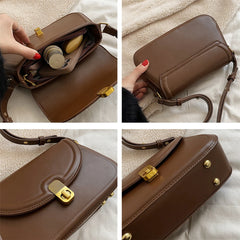 Retro Saddle Small Armpit Shoulder Bag Women Winter Twist Lock Flap Crossbody La