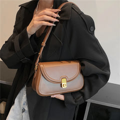 Retro Saddle Small Armpit Shoulder Bag Women Winter Twist Lock Flap Crossbody La