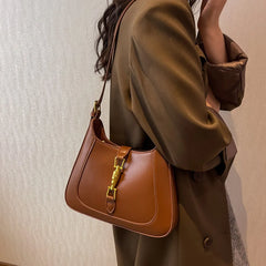 Retro Underarm Shoulder Side Bag For Women PU Leather Crescent Handbag