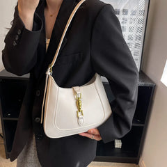 Retro Underarm Shoulder Side Bag For Women PU Leather Crescent Handbag