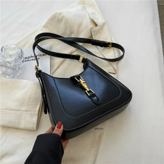 Retro Underarm Shoulder Side Bag For Women PU Leather Crescent Handbag