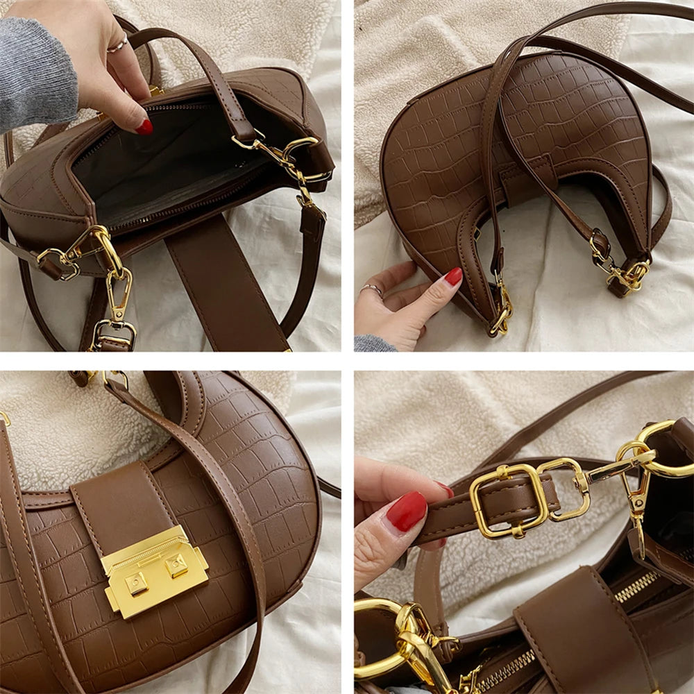 Vintage Half Moon Small Shoulder Bags For Women