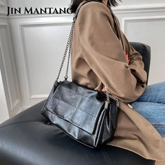 Tote Bag Women PU Leather High Capacity Chain Shoulder Crossbody Bag