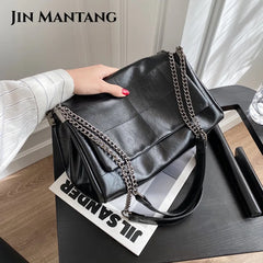 Tote Bag Women PU Leather High Capacity Chain Shoulder Crossbody Bag