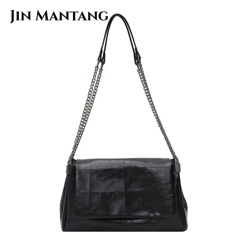 Tote Bag Women PU Leather High Capacity Chain Shoulder Crossbody Bag