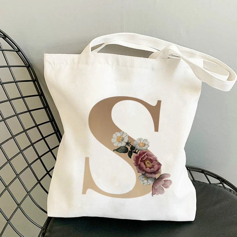 Custom Flower Letter Bucket Name Anime Tote Bag