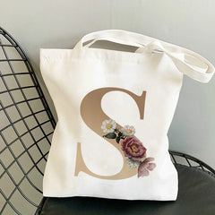 Custom Flower Letter Bucket Name Anime Tote Bag