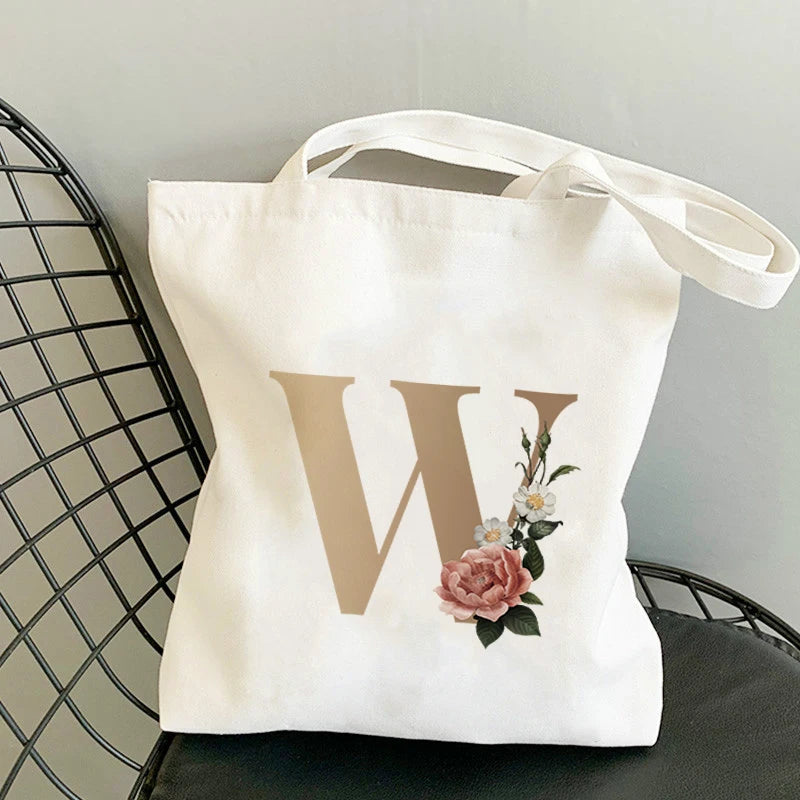 Custom Flower Letter Bucket Name Anime Tote Bag