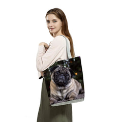 Dog Print Tote Bag for School Teacher Gift