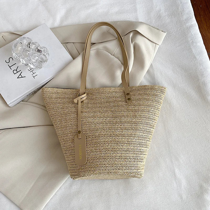 Straw Large Shoulder Bag Women's Bag Large Capacity Shopping Bag