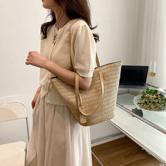 Straw Large Shoulder Bag Women's Bag Large Capacity Shopping Bag