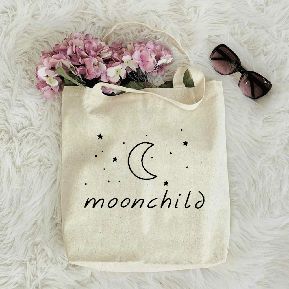 Moonchild Canvas Tote Bag Korea Handbag Kpop Shopping Bag Women Reusable Bag