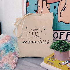 Moonchild Canvas Tote Bag Korea Handbag Kpop Shopping Bag Women Reusable Bag