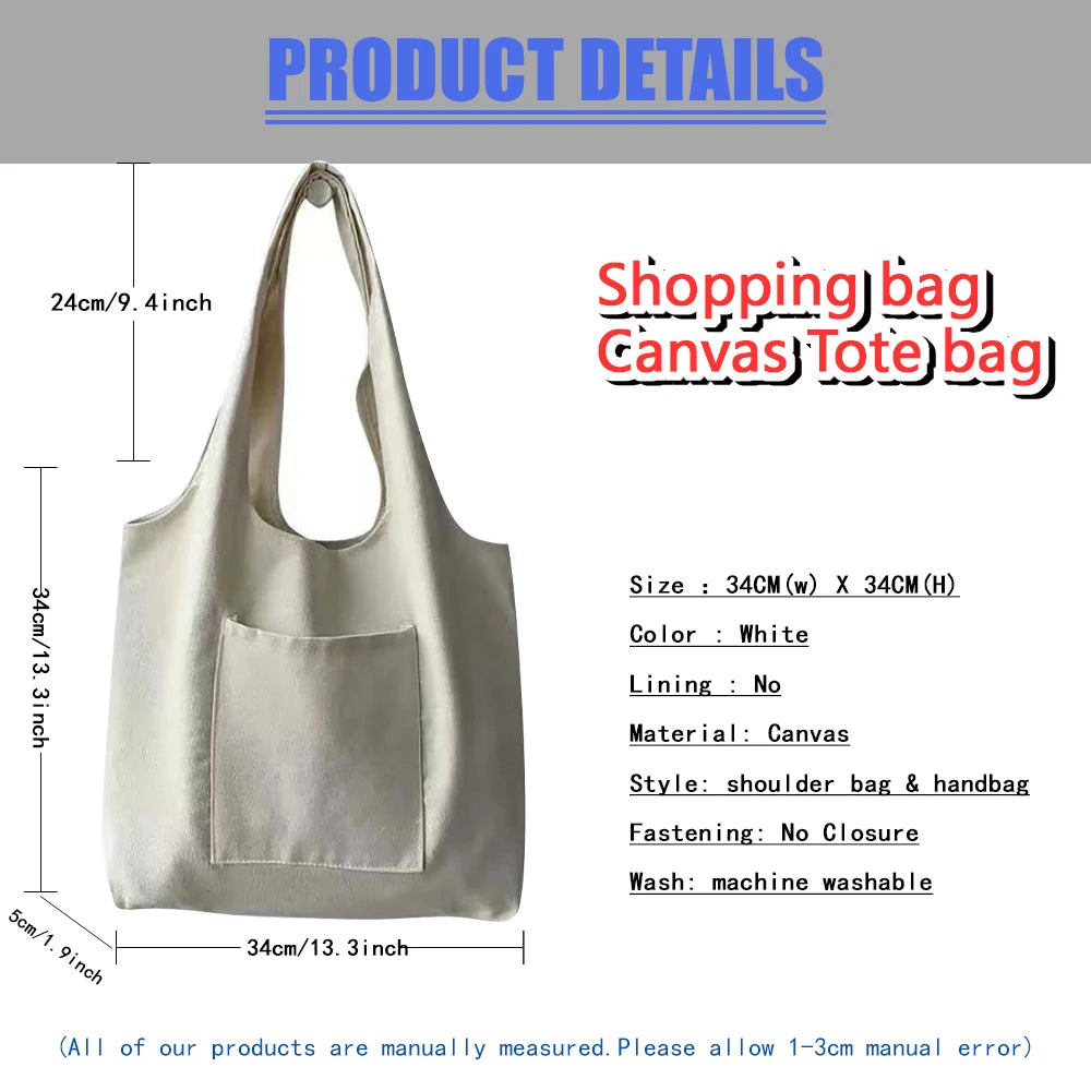 Girly Pink Letter Print Tote Bag Canvas Shoulder Handbag with Pockets