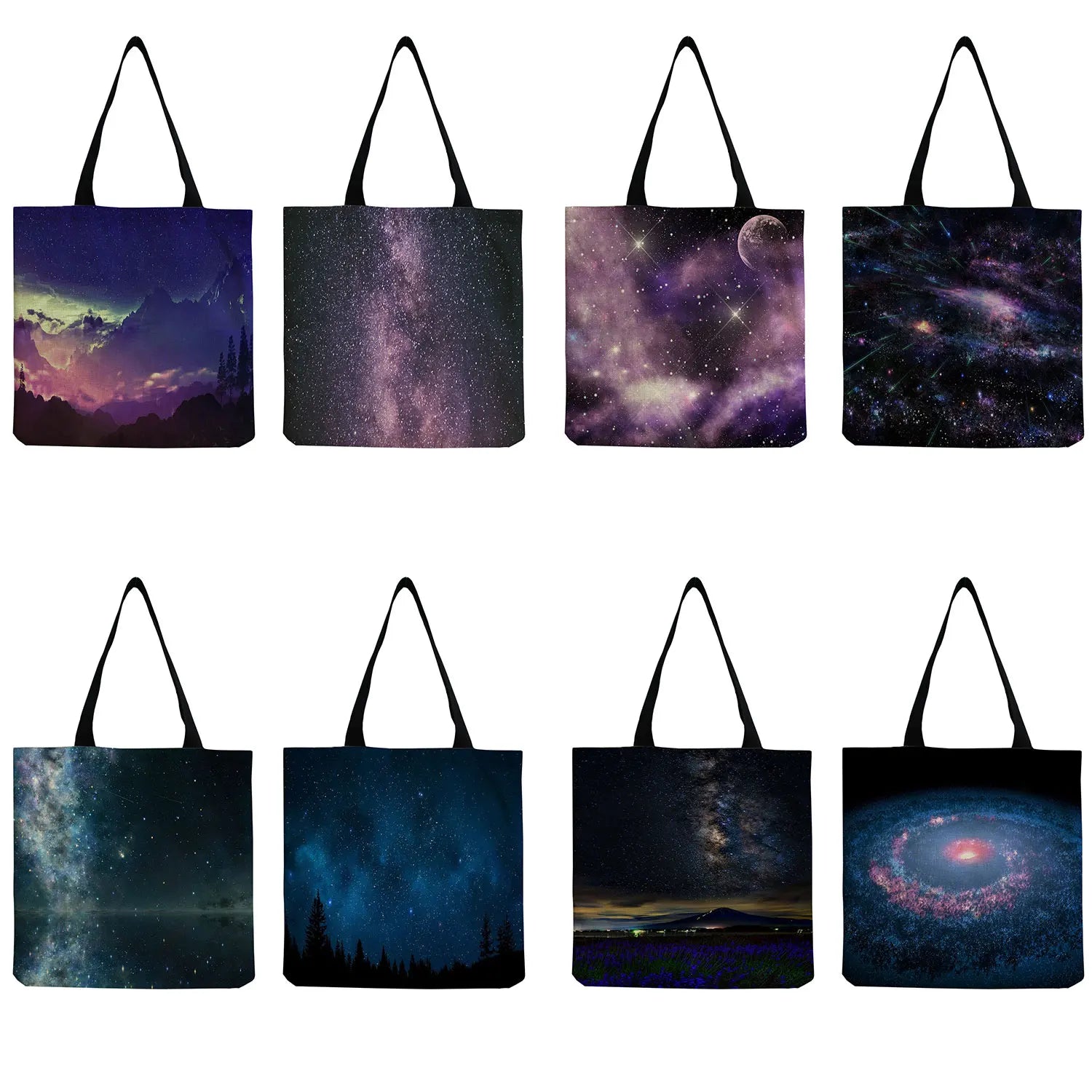 Eco Reusable Shopper Bag Portable Handbag Starry Print Women's Shoulder Bag