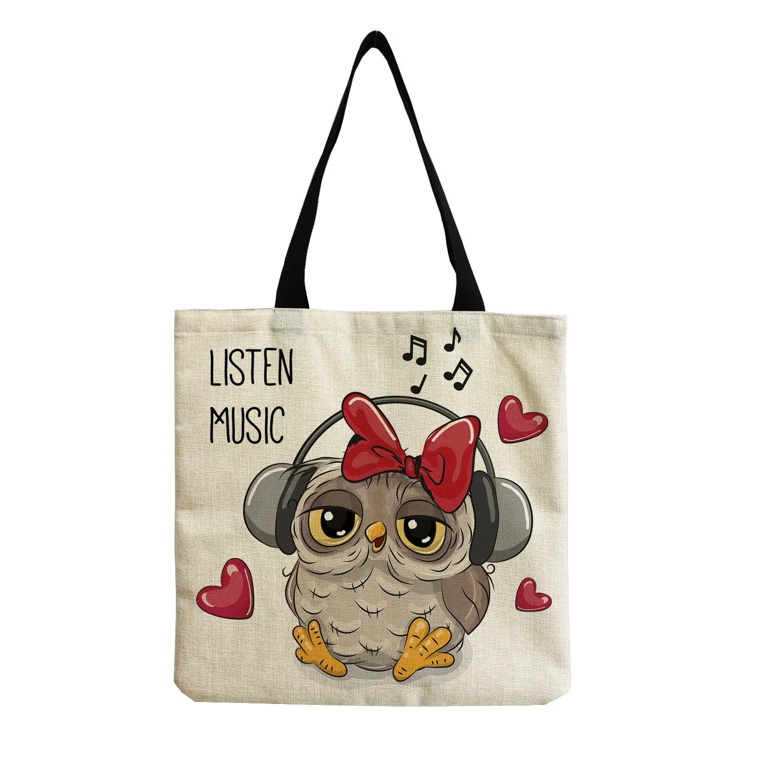 Owl Print Tote Bag Women Shoulder Handbag High Capacity Eco Friendly