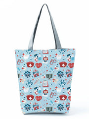 Nurse Pulse Printed Tote Bag High Capacity Beach Travel Bag