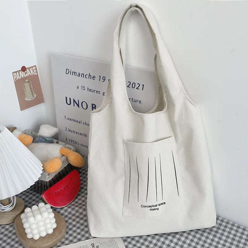 Literature Fresh Class Canvas Tote Bag for Women Student Shoulder