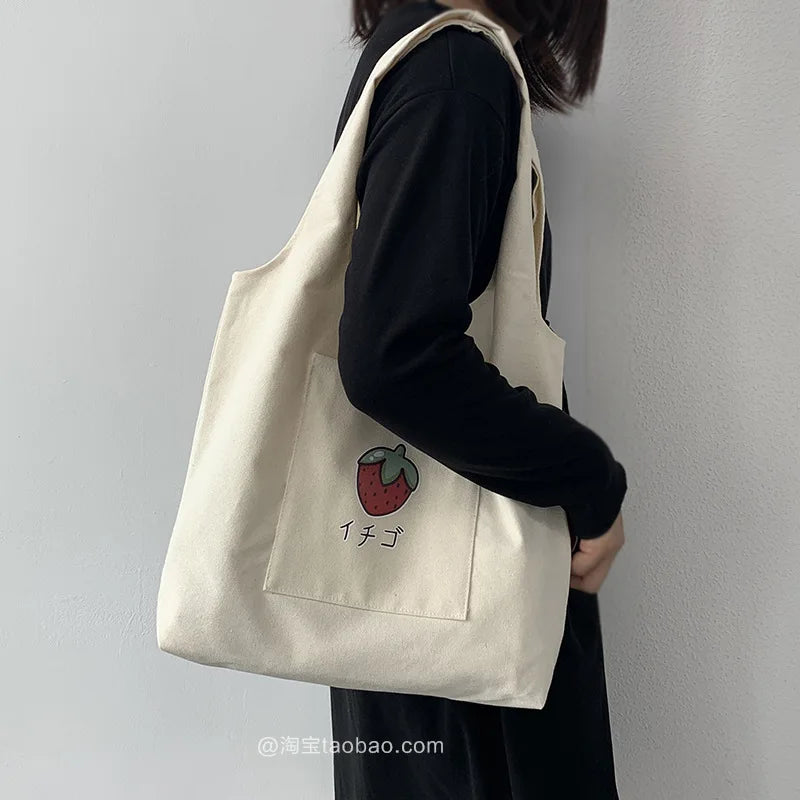 Literature Fresh Class Canvas Tote Bag for Women Student Shoulder