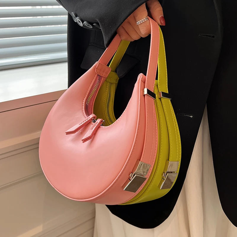 Summer Half Moon Handbag PU Leather Shoulder Bag