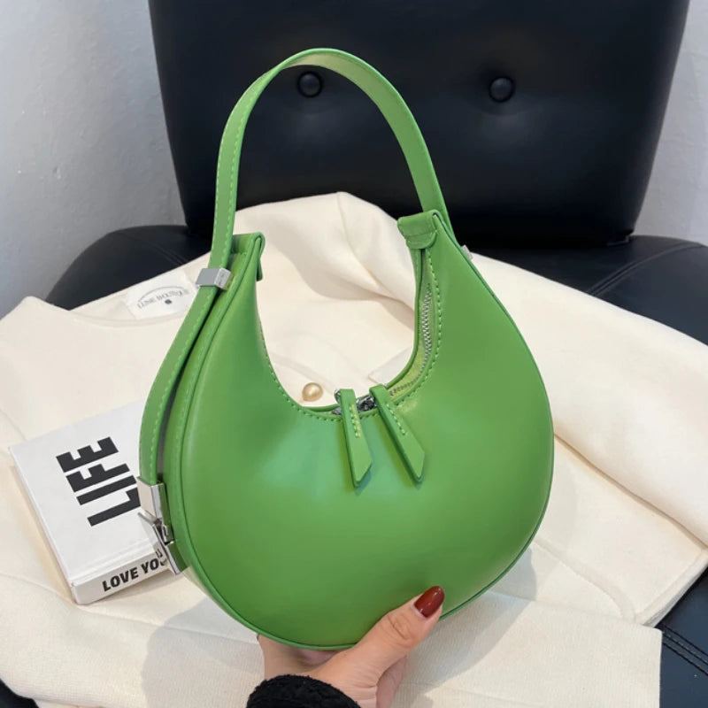 Summer Half Moon Handbag PU Leather Shoulder Bag