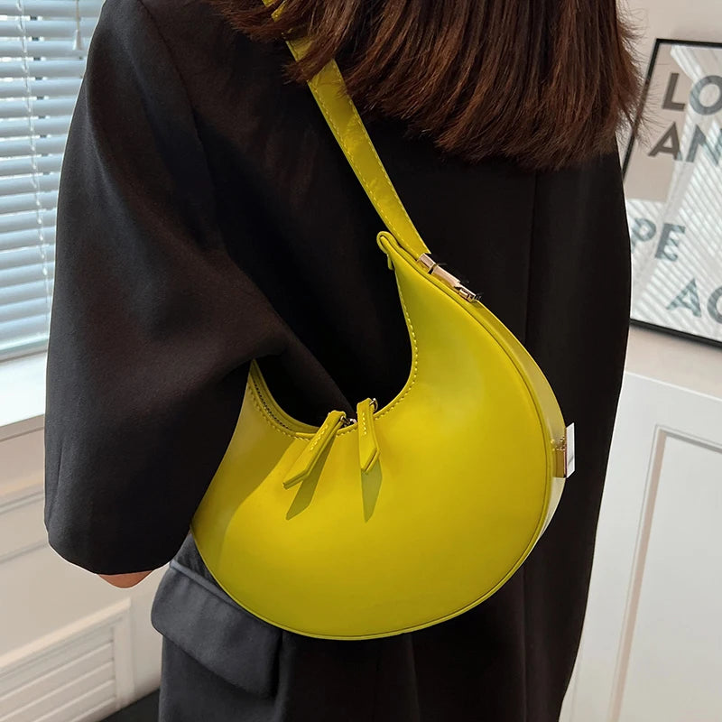 Summer Half Moon Handbag PU Leather Shoulder Bag