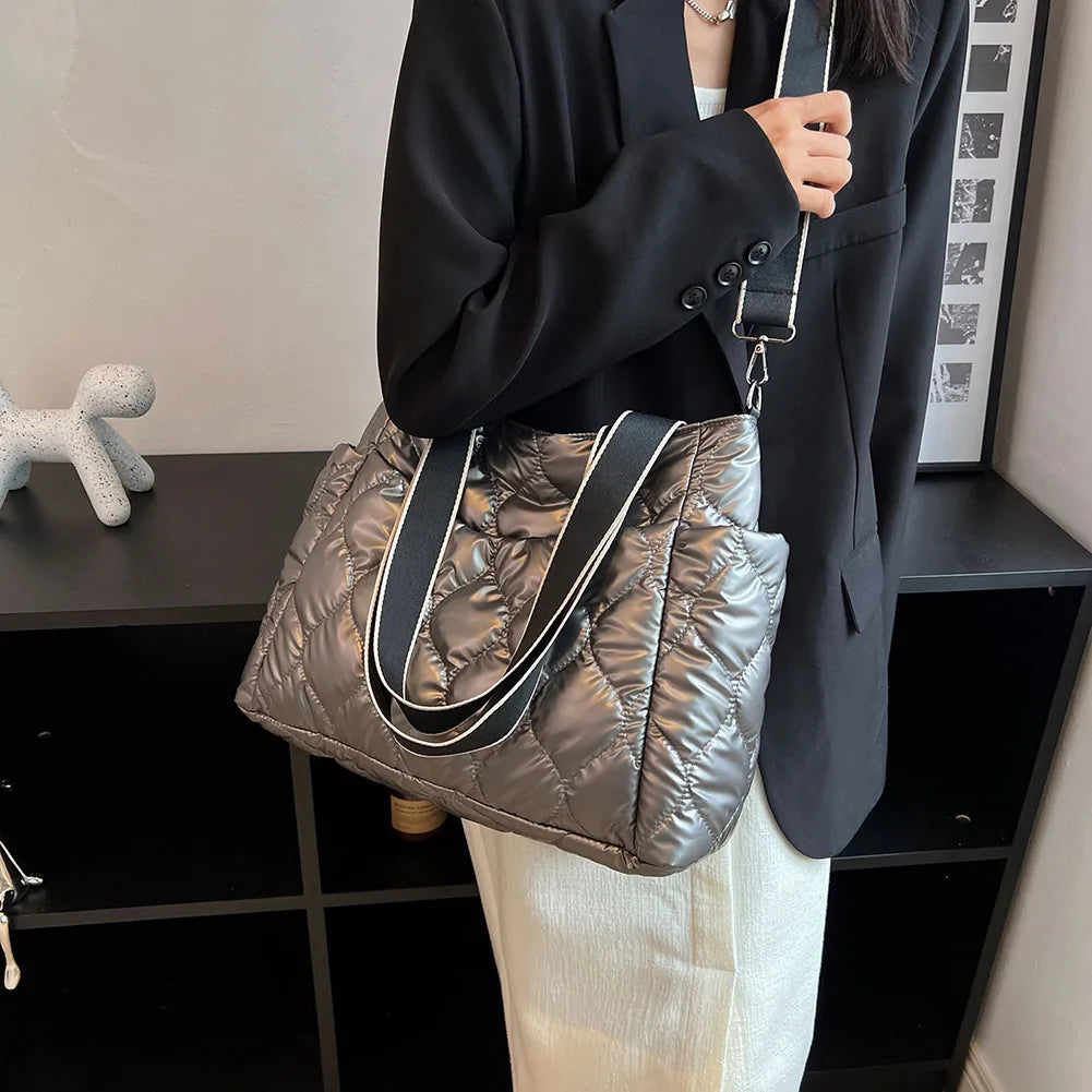 Large Capacity Nylon Crossbody Bag Solid Shoulder Handbag