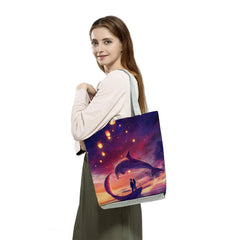Whale Turtle Mermaid Print Shopping Shoulder Bags Water Animals Graphic Women