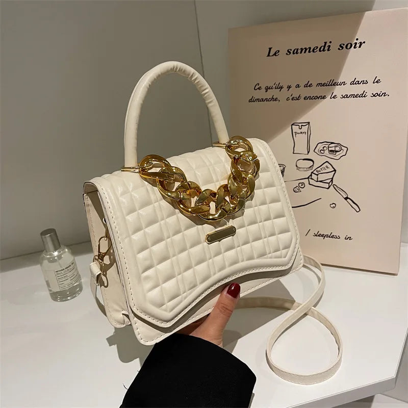 Embossed Chain Small Handbags for Women Vintage Shoulder Bag