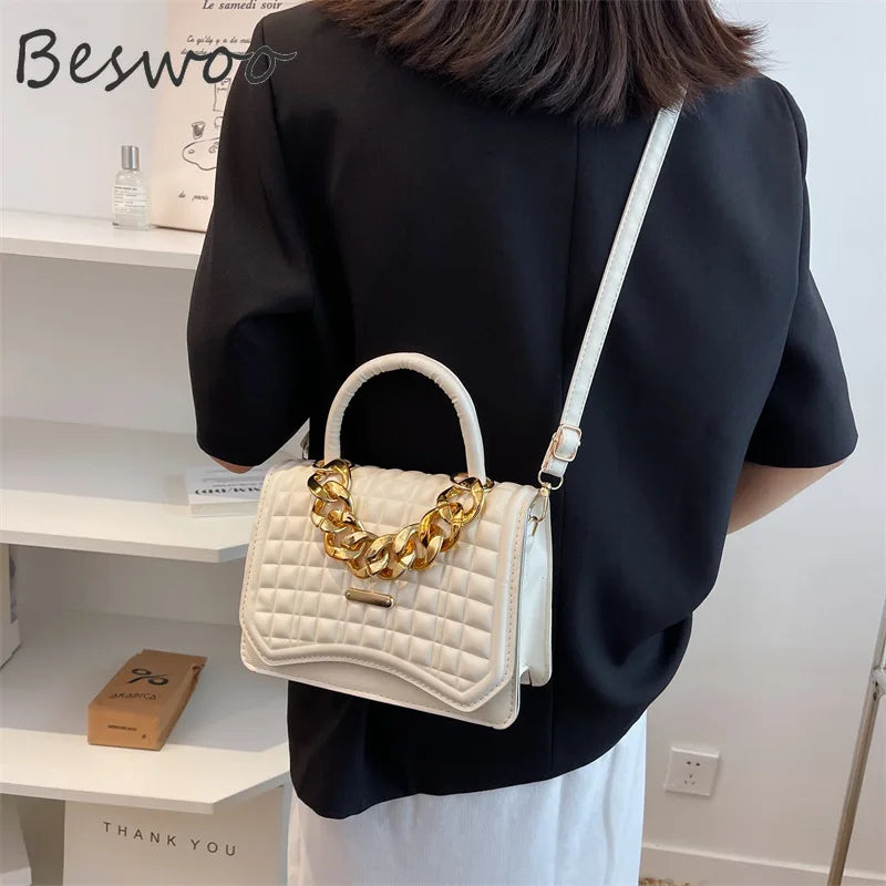 Embossed Chain Small Handbags for Women Vintage Shoulder Bag