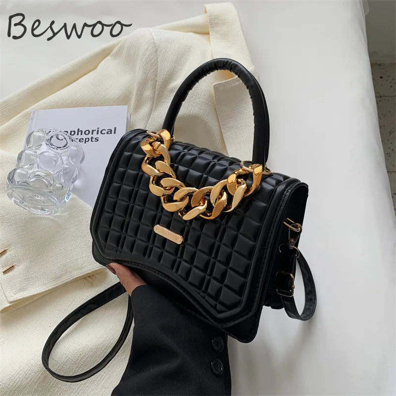 Embossed Chain Small Handbags for Women Vintage Shoulder Bag