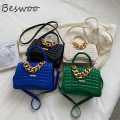 Embossed Chain Small Handbags for Women Vintage Shoulder Bag