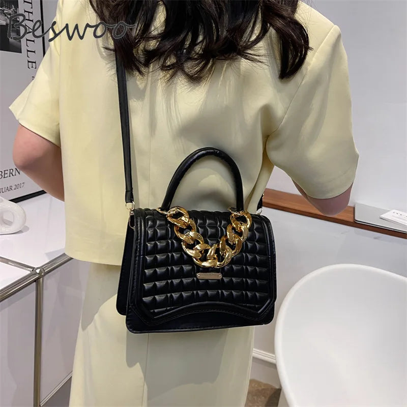Embossed Chain Small Handbags for Women Vintage Shoulder Bag